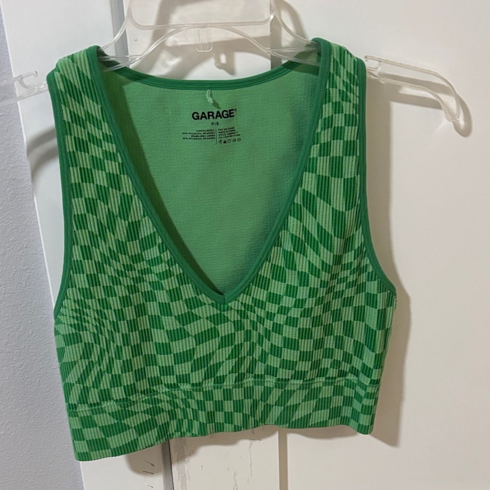 Garage Green Checkered Crop Top